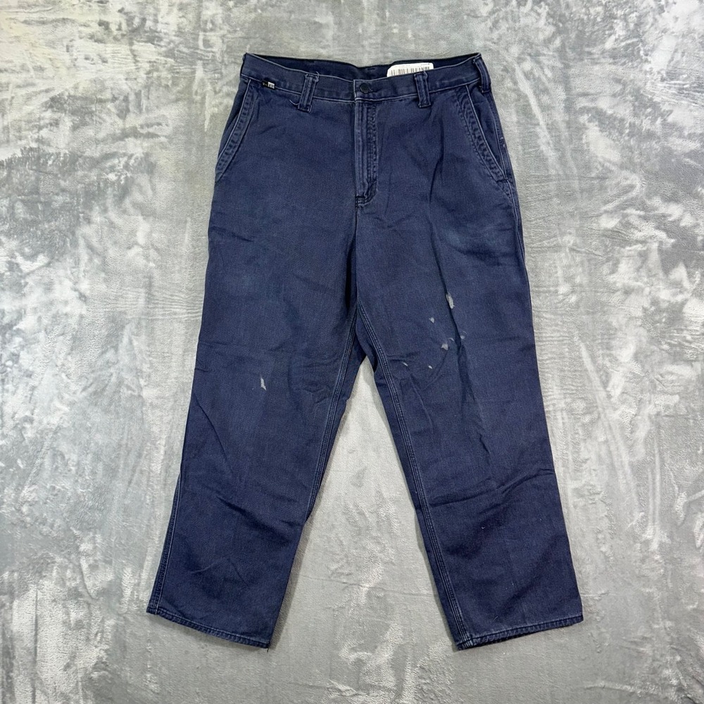 Carhartt FR Work Pants Men's 34x30 Navy Cotton Blend